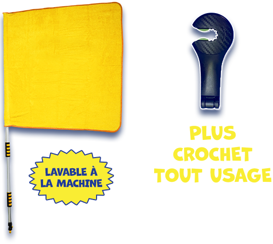 Le ShamPow™ est lavable en machine. En plus, un crochet pour voiture bonus est inclus avec chaque commande.
